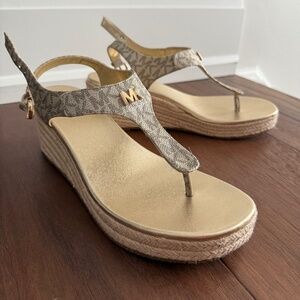 Michael Kors platform wedge sandal, gold, 9.5